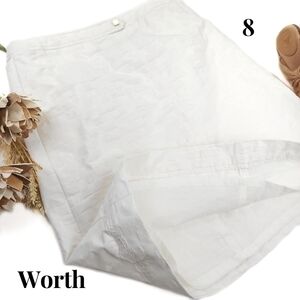 Worth White Check Textured Lined Cotton Skirt Sz 8